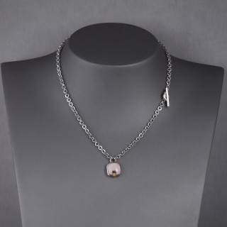 Collier argent quartz rose Pianegonda