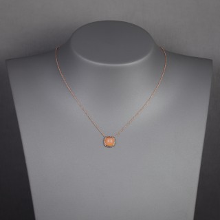 Collier pendentif pierre de lune orange