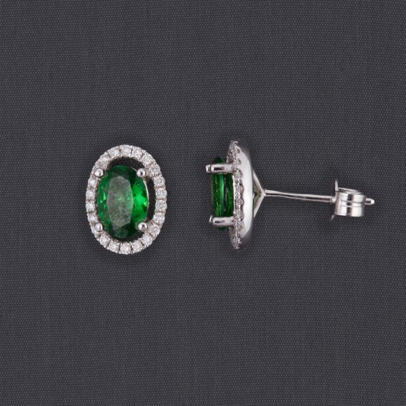 Boucles d'oreille tsavorites et diamants