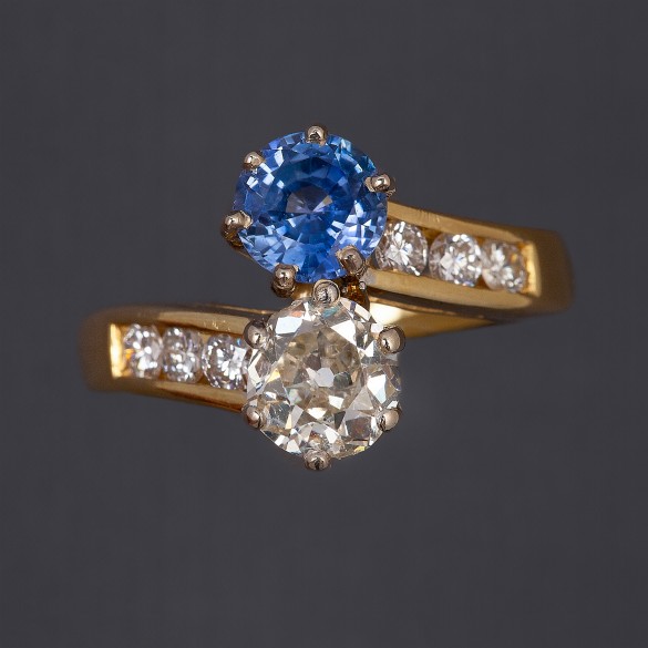 Bague toi et moi saphir et diamant