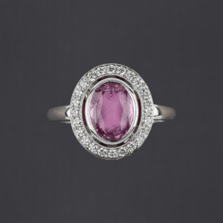 Bague saphir rose et diamants