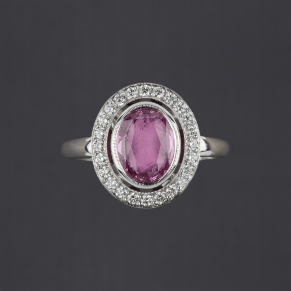 Bague saphir rose et diamants